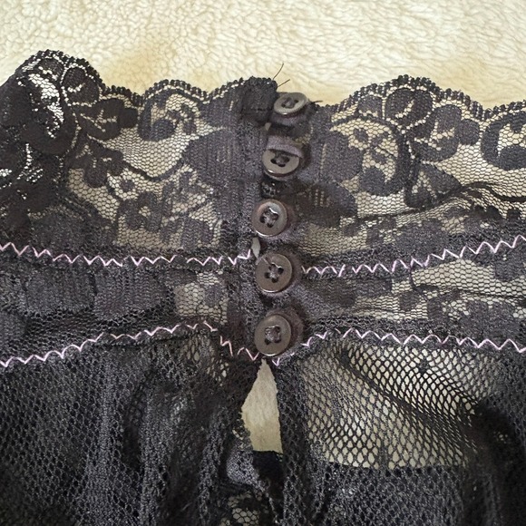 Free People‎ Rhinestone Cowboy Lace Embellished Top Western Wear Women's L Black - Picture 7 of 9